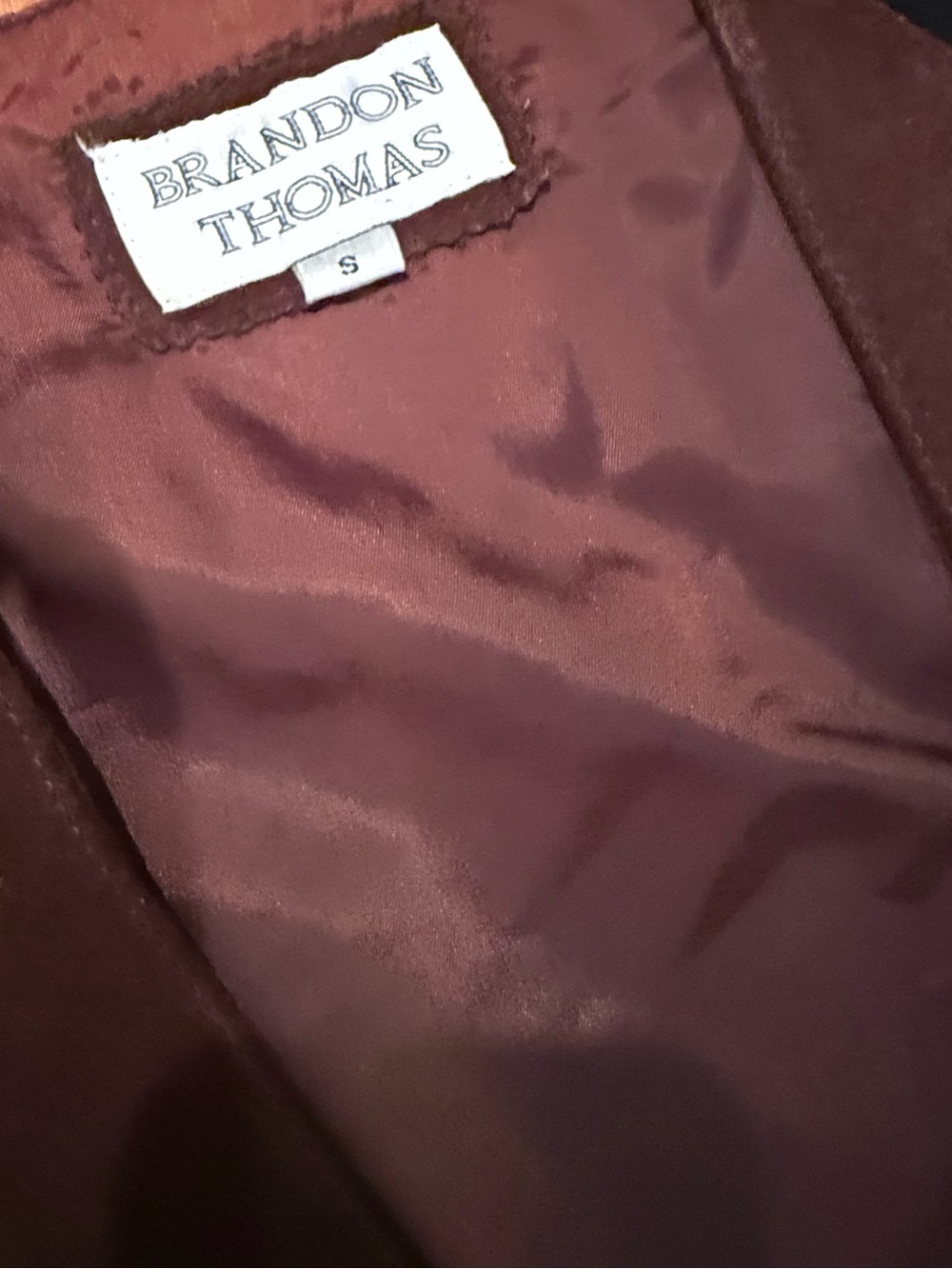Brandon Thomas Brown Suede Vest Patchwork Wool & contrast suede patches western - Picture 4 of 7